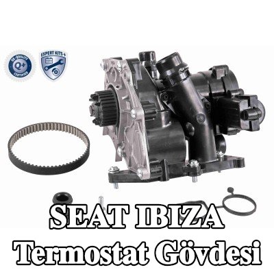 VEMO Contalı/sızdırmazlık elemanlı termostat muhafazası, kayışlı, cıvata/vida ile, flanş ile, sensörlü, termostatlı — 2016 SEAT Ibiza