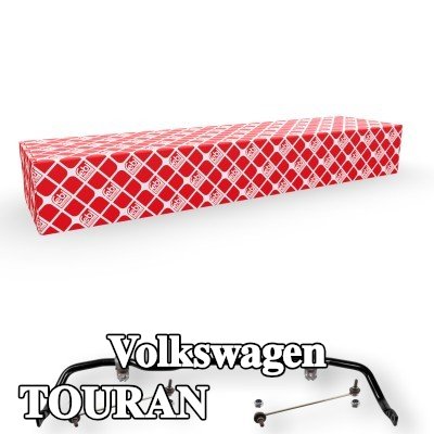 FEBI BILSTEIN قضيب مانع الانقلاب مع حوامل مطاطية, المحور الأمامي, مع قضيب توصيل — Volkswagen Touran